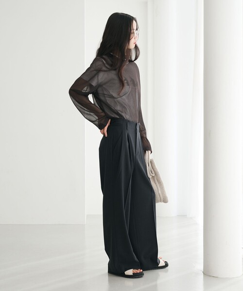 BEAUTY&YOUTH UNITED ARROWS(ビューティーアンドユースユナイテッドアローズ)の「レーヨンナイロン ライン シアーニット プルオーバー ウォッシャブル(ニット/セーター・レディース・ダークブラウン/ライム/オフホワイト・FREE)」の8枚目の写真
