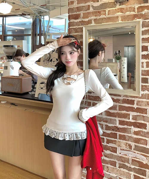 AsheKsha（アシクシャ）の「純欲スタイルのセクシーギャル、ボディコン風（Tシャツ/カットソー・レディース・ホワイト・M）」の2枚目の写真