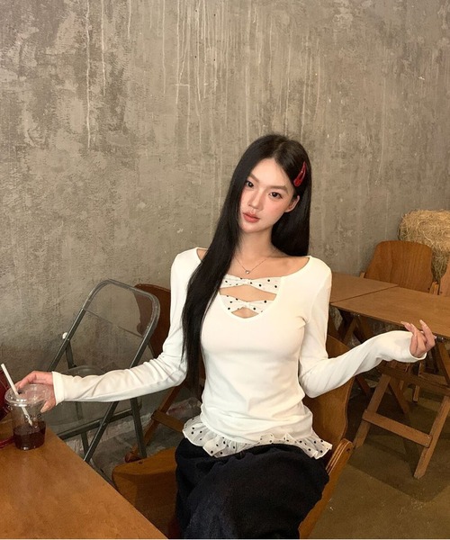 AsheKsha（アシクシャ）の「純欲スタイルのセクシーギャル、ボディコン風（Tシャツ/カットソー・レディース・ホワイト・M）」の5枚目の写真