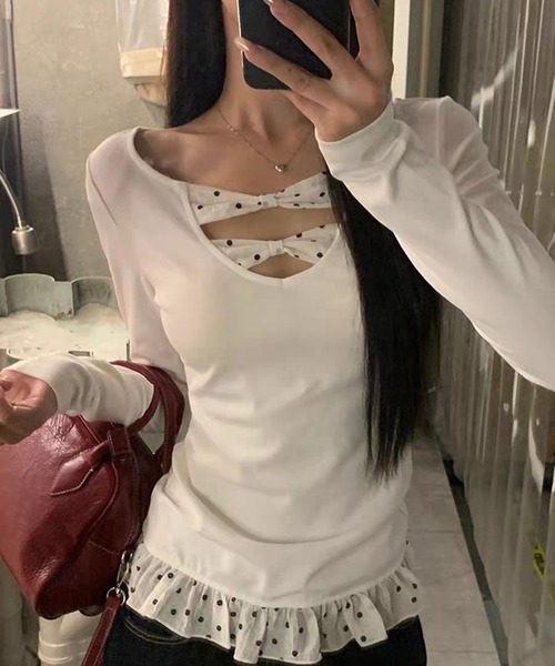 AsheKsha（アシクシャ）の「純欲スタイルのセクシーギャル、ボディコン風（Tシャツ/カットソー・レディース・ホワイト・M）」の10枚目の写真