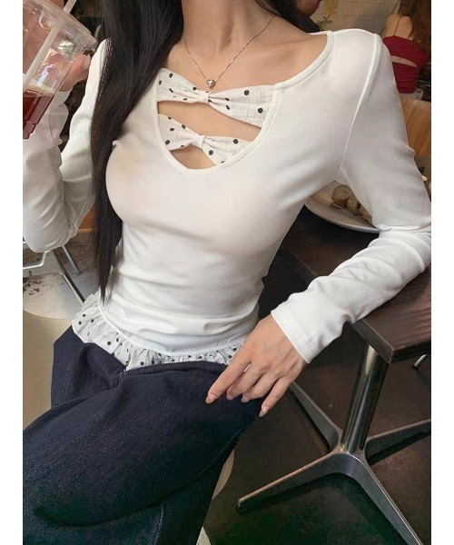 AsheKsha（アシクシャ）の「純欲スタイルのセクシーギャル、ボディコン風（Tシャツ/カットソー・レディース・ホワイト・M）」の11枚目の写真