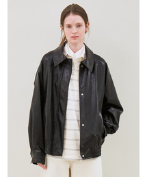 le（ル）の「faux leather over-fit blouson (black)（MA-1）」