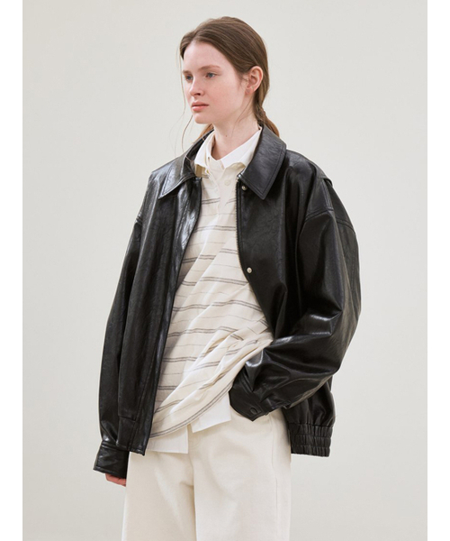 le(ル)の「faux leather over-fit blouson (black)(ブルゾン・レディース・その他・FREE)」の4枚目の写真