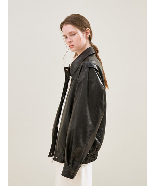 le(ル)の「faux leather over-fit blouson (black)(ブルゾン・レディース・その他・FREE)」の2枚目の写真
