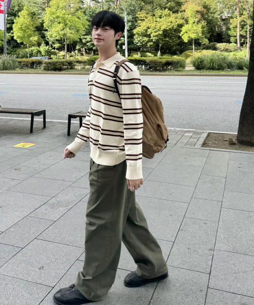 MINDBRIDGE（マインドブリッジ）の「[COUTURE]マルチストライプカラーセミオーバーフィットニット - 2カラー（ニット/セーター・メンズ・ネイビー/アイボリー・95/105/110/100）」の5枚目の写真