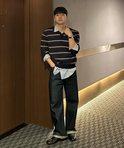 MINDBRIDGE（マインドブリッジ）の「[COUTURE]マルチストライプカラーセミオーバーフィットニット - 2カラー（ニット/セーター・メンズ・ネイビー/アイボリー・95/105/110/100）」の7枚目の写真