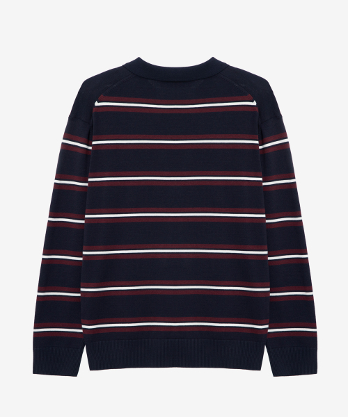 MINDBRIDGE（マインドブリッジ）の「[COUTURE]マルチストライプカラーセミオーバーフィットニット - 2カラー（ニット/セーター・メンズ・ネイビー/アイボリー・95/105/110/100）」の12枚目の写真