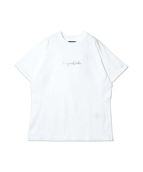 1PIU1UGUALE3 RELAX (ウノピゥウノウグァーレトレ リラックス)の「【1PIU1UGUALE3】 GRADIENT RHINESTONE TEE グラデーション ラインストーンロゴ Tシャツ(Tシャツ/カットソー・メンズ・ブラック/ホワイト・3/2/4)」の1枚目の写真