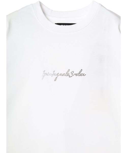1PIU1UGUALE3 RELAX (ウノピゥウノウグァーレトレ リラックス)の「【1PIU1UGUALE3】 GRADIENT RHINESTONE TEE グラデーション ラインストーンロゴ Tシャツ(Tシャツ/カットソー・メンズ・ブラック/ホワイト・3/2/4)」の4枚目の写真