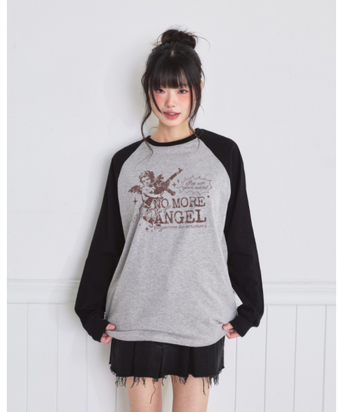 ESCAPEFROM(エスケープフロム)の「ノモアエンジェルプリントセミオーバーフィットロングスリーブグレー(Tシャツ/カットソー・レディース・その他・MEDIUM)」の1枚目の写真