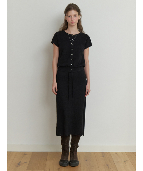 RE_L（リエル）の「[SET] two-piece knit set (black)（カーディガン/ボレロ・レディース・ブラック・SMALL/MEDIUM）」の2枚目の写真