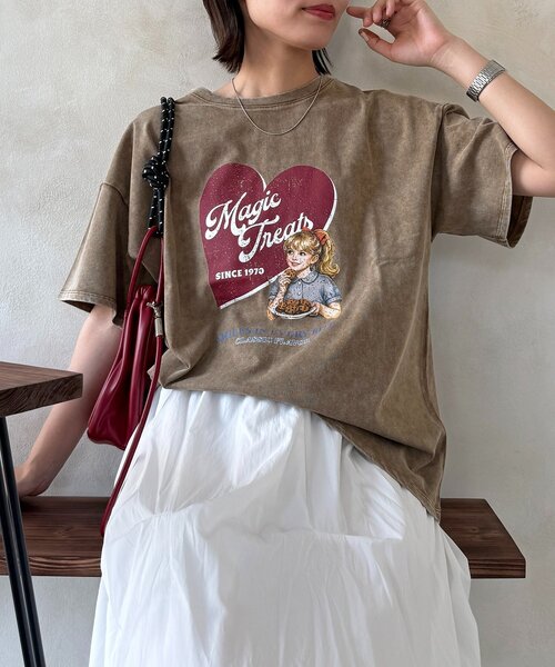 CPCM（シーピーシーエム）の「パウダー加工半袖T（Tシャツ/カットソー・レディース・ブラック/ベージュ/ネイビー/パープル・FREE）」の2枚目の写真