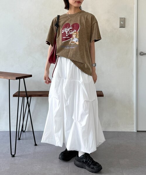 CPCM（シーピーシーエム）の「パウダー加工半袖T（Tシャツ/カットソー・レディース・ブラック/ベージュ/ネイビー/パープル・FREE）」の5枚目の写真