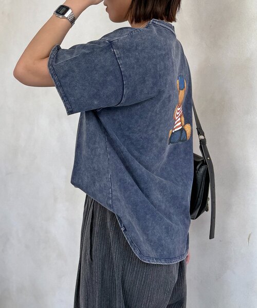 CPCM（シーピーシーエム）の「パウダー加工半袖T（Tシャツ/カットソー・レディース・ブラック/ベージュ/ネイビー/パープル・FREE）」の7枚目の写真