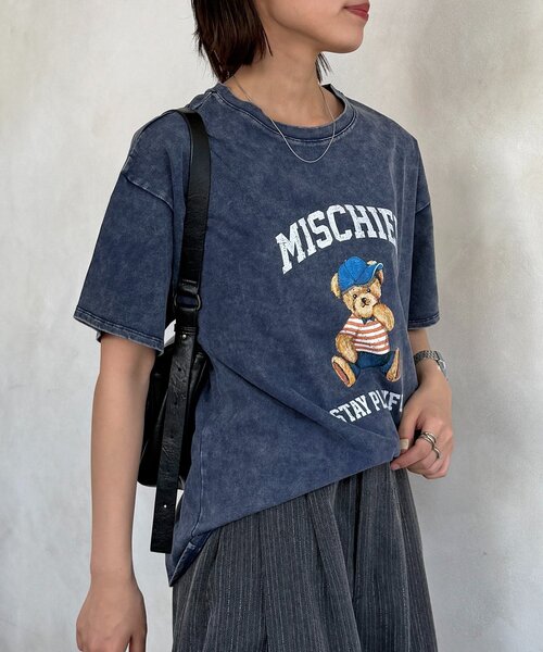 CPCM（シーピーシーエム）の「パウダー加工半袖T（Tシャツ/カットソー・レディース・ブラック/ベージュ/ネイビー/パープル・FREE）」の9枚目の写真