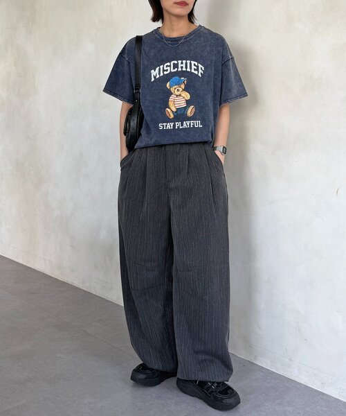 CPCM（シーピーシーエム）の「パウダー加工半袖T（Tシャツ/カットソー・レディース・ブラック/ベージュ/ネイビー/パープル・FREE）」の10枚目の写真