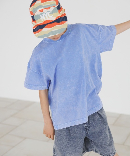 BAYFLOW（ベイフロー）の「[ボトムを選ばない万能T♪]ヴィンテージウォッシュ半袖T(KIDS)（Tシャツ/カットソー・キッズ・ネイビー/パープル/チャコール/グリーン/ブルー/オフホワイト・110cm/120cm/140cm/150cm/130cm）」の6枚目の写真