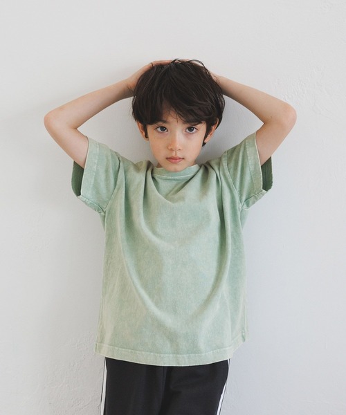 BAYFLOW（ベイフロー）の「[ボトムを選ばない万能T♪]ヴィンテージウォッシュ半袖T(KIDS)（Tシャツ/カットソー・キッズ・ネイビー/パープル/チャコール/グリーン/ブルー/オフホワイト・110cm/120cm/140cm/150cm/130cm）」の4枚目の写真