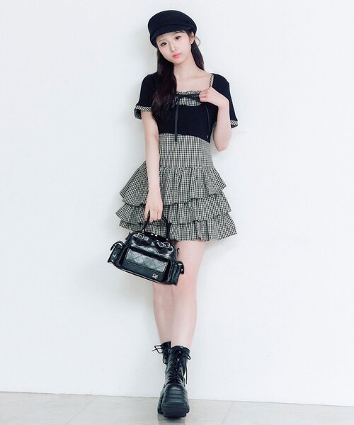 OLIVE des OLIVE（オリーブデオリーブ）の「半袖カーデとミニワンピのセット（ワンピース・レディース・ベージュ/ドット/ブラック・FREE）」の10枚目の写真