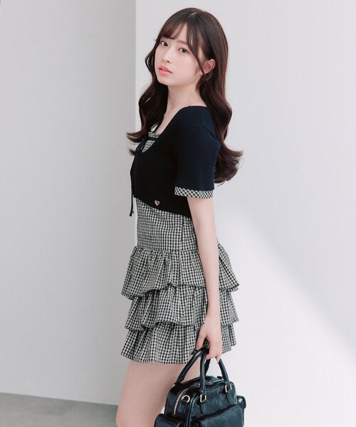 OLIVE des OLIVE（オリーブデオリーブ）の「半袖カーデとミニワンピのセット（ワンピース・レディース・ベージュ/ドット/ブラック・FREE）」の18枚目の写真