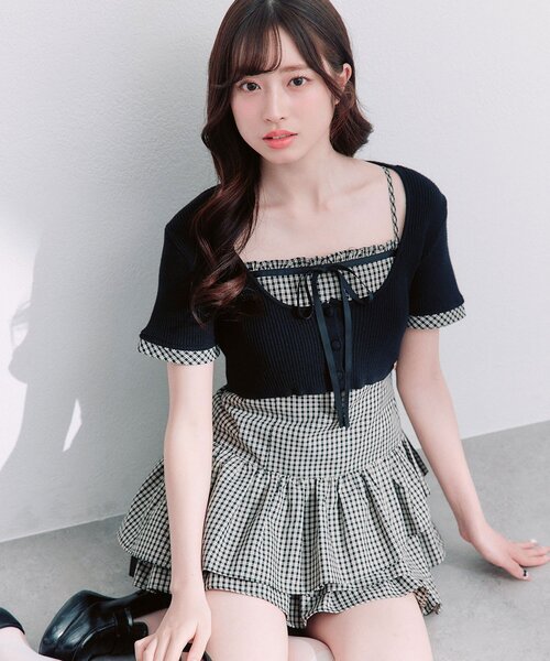OLIVE des OLIVE（オリーブデオリーブ）の「半袖カーデとミニワンピのセット（ワンピース・レディース・ベージュ/ドット/ブラック・FREE）」の19枚目の写真