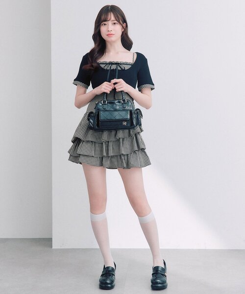 OLIVE des OLIVE（オリーブデオリーブ）の「半袖カーデとミニワンピのセット（ワンピース・レディース・ベージュ/ドット/ブラック・FREE）」の21枚目の写真