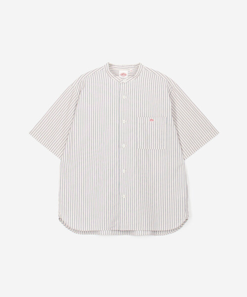 DANTON | コットンリネン バンドカラー半袖シャツ STRIPE MEN（シャツ