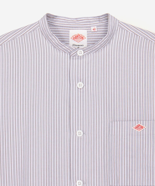 DANTON(ダントン)の「DANTON | コットンリネン バンドカラー半袖シャツ STRIPE MEN(シャツ/ブラウス・メンズ・ブラウン系その他/ホワイト系その他5・40/42)」の5枚目の写真