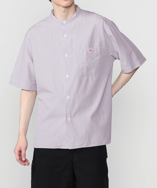 DANTON | コットンリネン バンドカラー半袖シャツ STRIPE MEN（シャツ