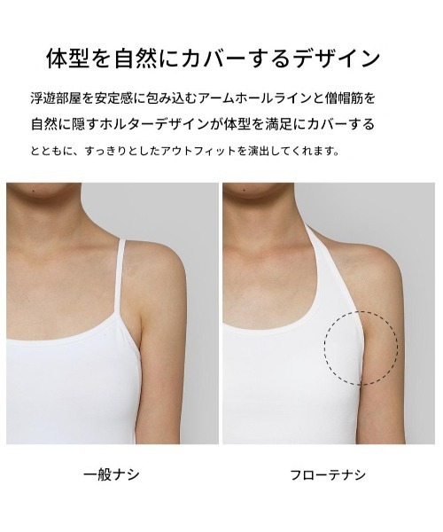 BLACKUP（ブラックアップ）の「[MADE] フローテホルターストリングノースリーブ（カップ付き）（キャミソール・レディース・ブラック/カーキ/ホワイト/グレー・SMALL/MEDIUM）」の7枚目の写真