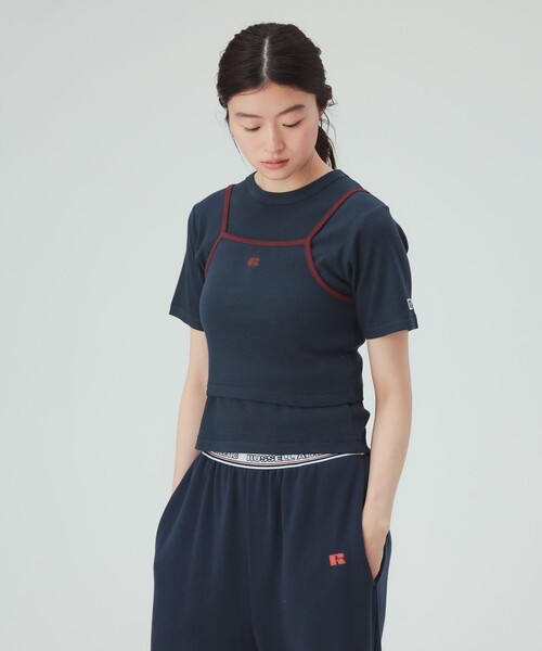 BEAMS HEART(ビームスハート)の「【EXCLUSIVE】RUSSELL ATHLETIC / キャミソール × Tシャツ(セットアイテム)(Tシャツ/カットソー・レディース・ネイビー/グリーン・FREE)」の5枚目の写真