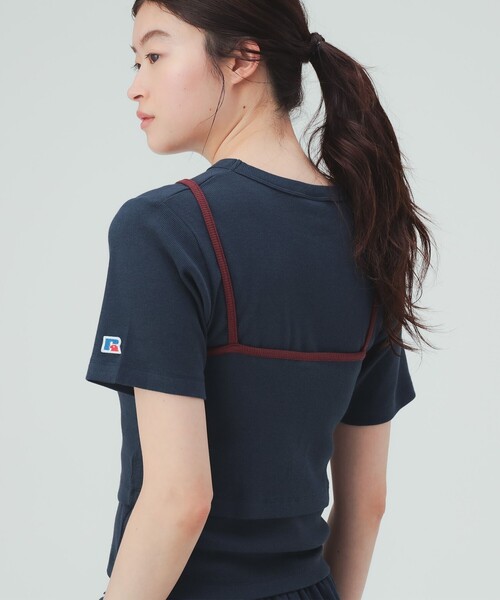 BEAMS HEART(ビームスハート)の「【EXCLUSIVE】RUSSELL ATHLETIC / キャミソール × Tシャツ(セットアイテム)(Tシャツ/カットソー・レディース・ネイビー/グリーン・FREE)」の4枚目の写真