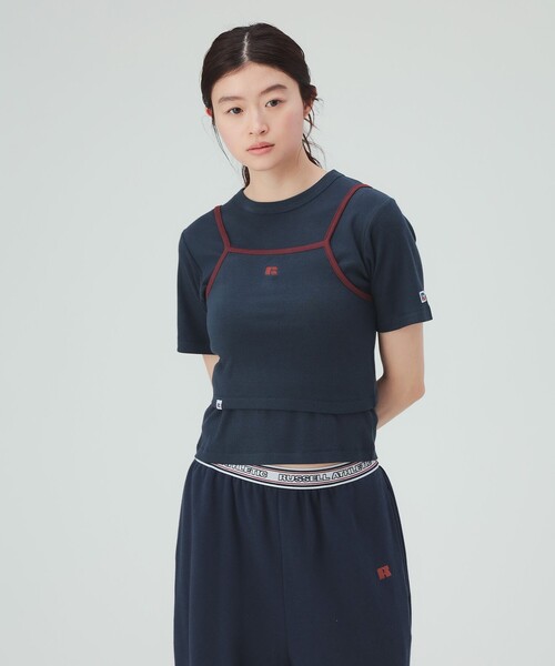 BEAMS HEART(ビームスハート)の「【EXCLUSIVE】RUSSELL ATHLETIC / キャミソール × Tシャツ(セットアイテム)(Tシャツ/カットソー・レディース・ネイビー/グリーン・FREE)」の3枚目の写真