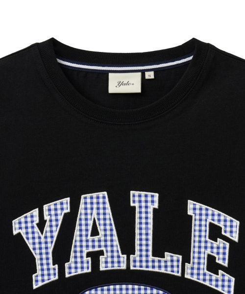 YALE（イェール）の「ウィメンズシアサーカーチェックツートーンアーチTシャツ_ブラック（Tシャツ/カットソー・レディース・その他・SMALL/MEDIUM/LARGE）」の3枚目の写真