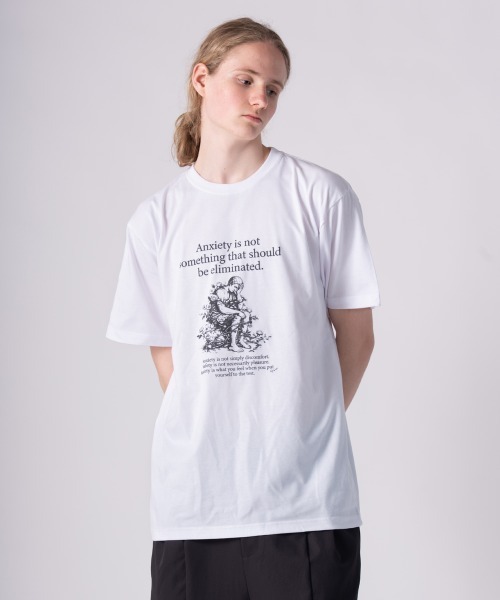 rehacer(レアセル)の「rehacer TEE : Anxiety TEE / アンキシティ T-shirt(Tシャツ/カットソー・メンズ・ホワイト/ブラック・SMALL/MEDIUM/LARGE/X-LARGE)」の12枚目の写真