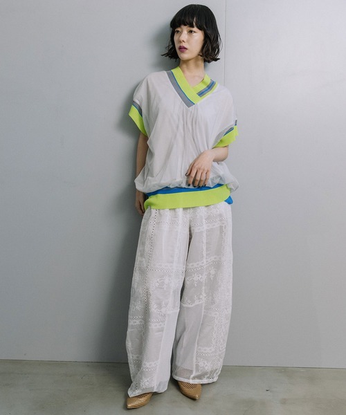 MARECHAL TERRE(マルシャルテル)の「レースワイドコクーンパンツ(その他パンツ・レディース・オフホワイト/ブラック・MEDIUM)」の14枚目の写真