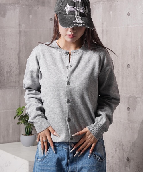 1111clothing(ワンフォークロージング)の「クロップド クルーネック カーディガン / Cropped crew neck cardigan(カーディガン/ボレロ・メンズ・チャコールグレー/グレー/ブラック/ワイン/ライトグレー/ネイビー/ベージュ・M/L)」の21枚目の写真