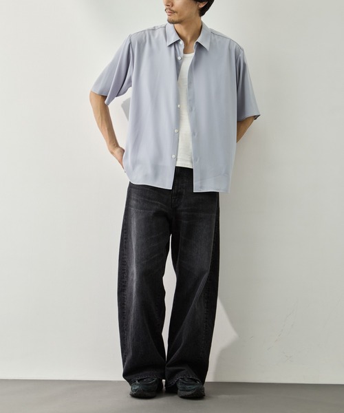 CITY TOKYO（シティトウキョウ）の「【CITY TOKYO】Air pleats リラックスS/Sシャツ（シャツ/ブラウス・メンズ・サックスブルー/ダークグレー/ライトベージュ・1/2）」の4枚目の写真