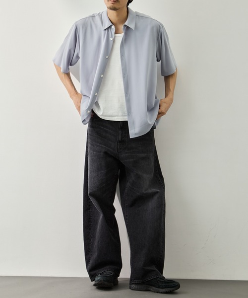 CITY TOKYO（シティトウキョウ）の「【CITY TOKYO】Air pleats リラックスS/Sシャツ（シャツ/ブラウス・メンズ・サックスブルー/ダークグレー/ライトベージュ・1/2）」の5枚目の写真