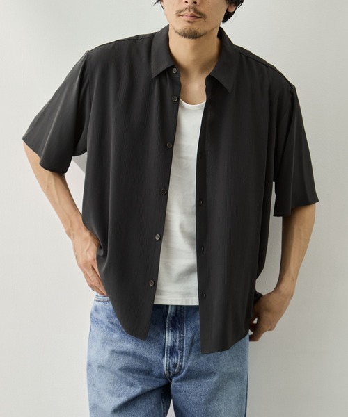CITY TOKYO（シティトウキョウ）の「【CITY TOKYO】Air pleats リラックスS/Sシャツ（シャツ/ブラウス・メンズ・サックスブルー/ダークグレー/ライトベージュ・1/2）」の11枚目の写真
