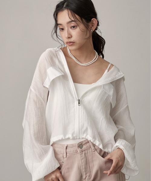 セール】UV Cut Sheer Short Blouson｜UVカットシアーショートブルゾン