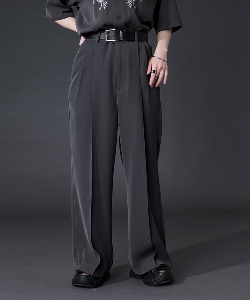 Ellno Loset(エルノロゼット)の「【機能性付き】ノーブルトロミセミフレアパンツ/SETUP対応(スラックス・メンズ・ブラック/グリーン/チャコール・LARGE/MEDIUM/SMALL/X-SMALL)」の4枚目の写真