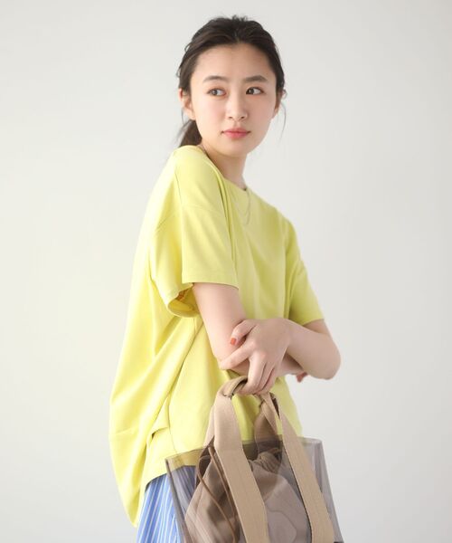 Green Parks(グリーンパークス)の「超冷感コクーンカットプルオーバー(Tシャツ/カットソー・レディース・ブラック/ホワイト系その他2/ブルー/グレー/ピンク/イエロー/ブラウン/ブルーグリーン・L/M)」の7枚目の写真