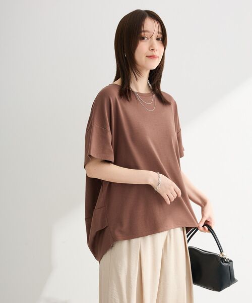 Green Parks(グリーンパークス)の「超冷感コクーンカットプルオーバー(Tシャツ/カットソー・レディース・ブラック/ホワイト系その他2/ブルー/グレー/ピンク/イエロー/ブラウン/ブルーグリーン・L/M)」の12枚目の写真