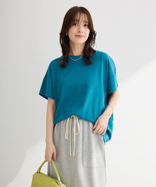 Green Parks(グリーンパークス)の「超冷感コクーンカットプルオーバー(Tシャツ/カットソー・レディース・ブラック/ホワイト系その他2/ブルー/グレー/ピンク/イエロー/ブラウン/ブルーグリーン・L/M)」の21枚目の写真