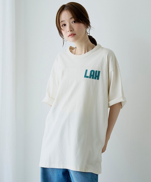 coen(コーエン)の「ヴィンテージライクフットボールTシャツ(Tシャツ/カットソー・メンズ・グレー/ダークグレー/オフホワイト・M/L/XL)」の8枚目の写真