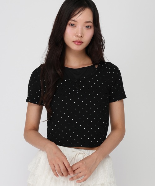 3.3 Field Trip (3.3フィールドトリップ)の「3.3 Field Trip/ドットレイヤード半袖(Tシャツ/カットソー・レディース・ホワイト/ブラック/グレー・FREE)」の2枚目の写真