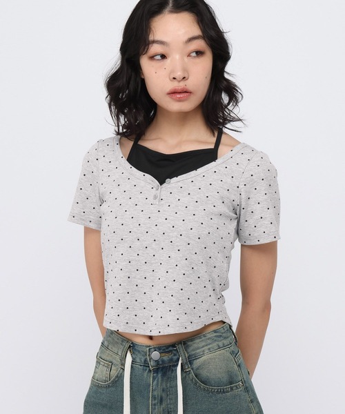 3.3 Field Trip (3.3フィールドトリップ)の「3.3 Field Trip/ドットレイヤード半袖(Tシャツ/カットソー・レディース・ホワイト/ブラック/グレー・FREE)」の20枚目の写真