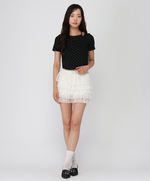 3.3 Field Trip (3.3フィールドトリップ)の「3.3 Field Trip/ドットレイヤード半袖(Tシャツ/カットソー・レディース・ホワイト/ブラック/グレー・FREE)」の4枚目の写真