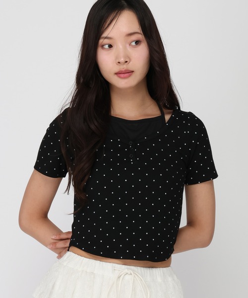 3.3 Field Trip (3.3フィールドトリップ)の「3.3 Field Trip/ドットレイヤード半袖(Tシャツ/カットソー・レディース・ホワイト/ブラック/グレー・FREE)」の7枚目の写真